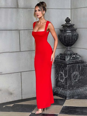 Elegante vestido maxi ajustado para vacaciones