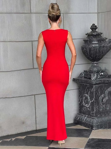 Elegante vestido maxi ajustado para vacaciones