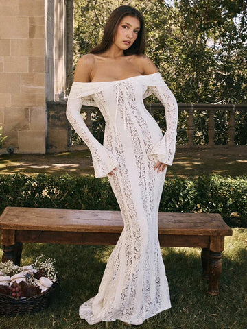 Elegant White Lace Vacation Dress