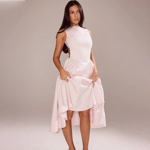 Elegante vestido plisado de fiesta en forma de A