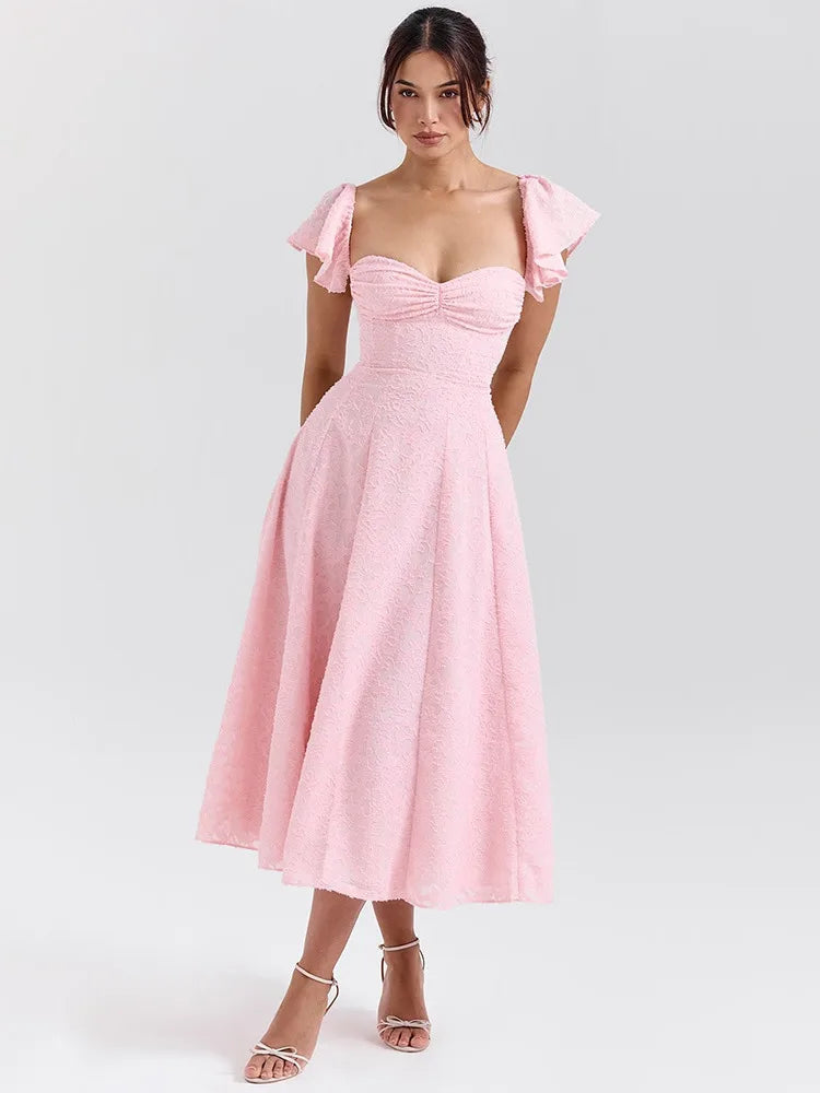 Vestido de vacaciones de corte A con cintura cruzada y estampado floral