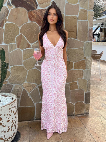 Vestido midi largo elegante de vacaciones en jacquard