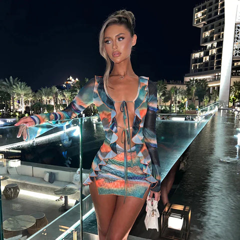 Mesh Hollow Out Transparent Vacation Dress