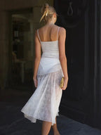 Midi Long Lace Pleated A-line Vacation Dress