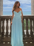Vestido maxi de vacaciones de corte A con cintura plisada y cruzado
