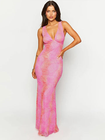 Vestido maxi elegante para vacaciones con estampado