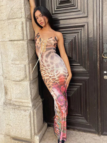 Vestido maxi elegante para vacaciones con estampado