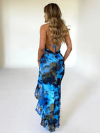 Lace Patchwork Halter Vacation Dress