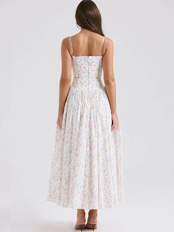 Print Waist Wrap A-line Vacation Dress
