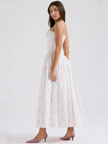 Print Waist Wrap A-line Vacation Dress
