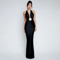 Satin Deep V Neck Vacation Dress