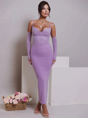 Vestido de vacaciones con brillantes diamantes