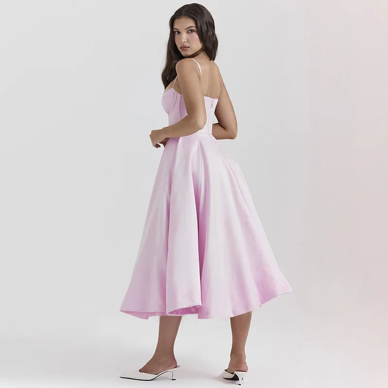 Vestido de vacaciones elegante de corte A sin tirantes
