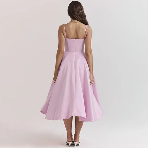 Vestido de vacaciones elegante de corte A sin tirantes