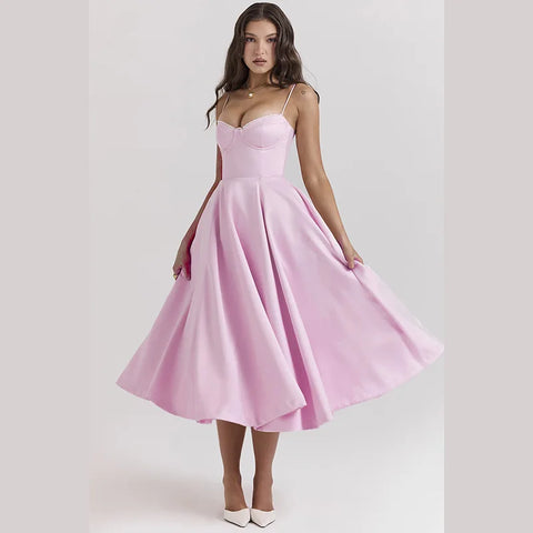 Vestido de vacaciones elegante de corte A sin tirantes