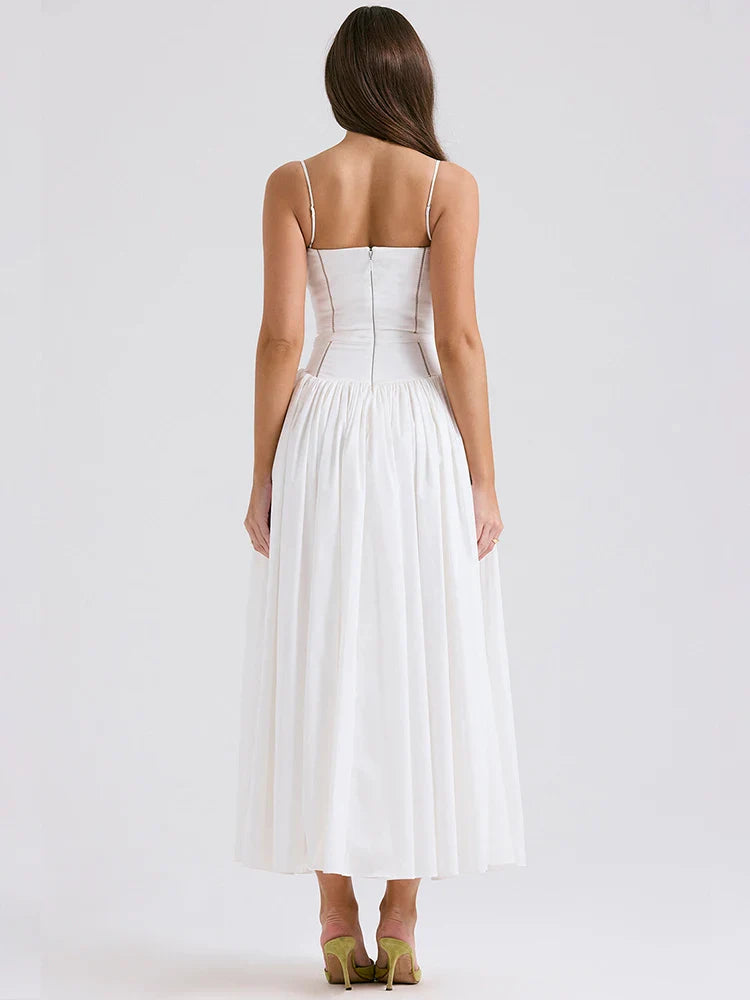 Vestido elegante de vacaciones en forma de A con cintura cruzada