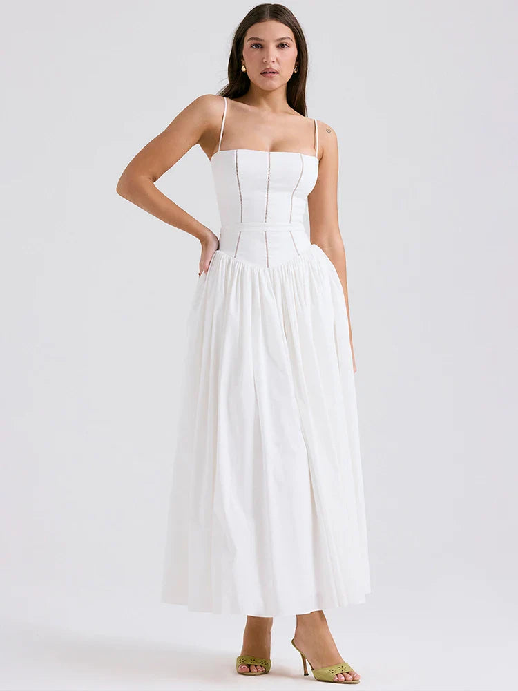 Vestido elegante de vacaciones en forma de A con cintura cruzada