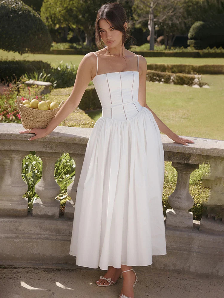 Waist Wrap Elegant A-line Vacation Dress