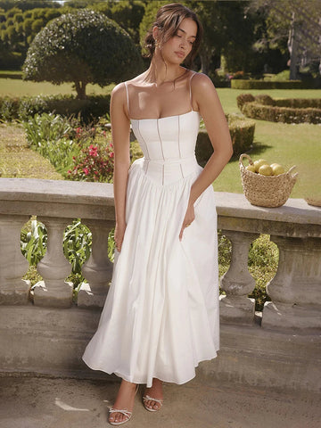 Waist Wrap Elegant A-line Vacation Dress