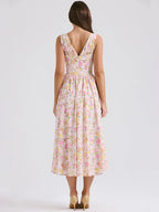 Waist Wrap Print A-line Vacation Dress