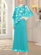 Langes Glitzer-Mesh-Kleid mit neuartigem asymmetrischem Überwurf-Oberteil 