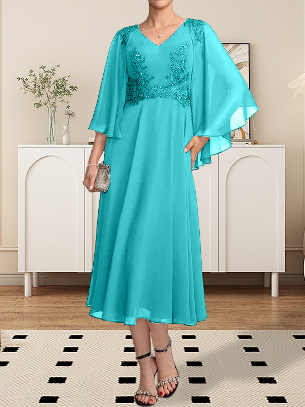 Vestido de gasa con encaje y escote en V, largo hasta la rodilla, para madre de la novia, con lentejuelas y abalorios