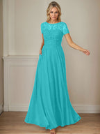 Dunkelblaues A-Linien-Pailletten-Chiffonkleid mit U-Boot-Ausschnitt 