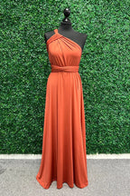 Twist Wrap Orange Bridesmaid Dress Long Bridesmaid Dress