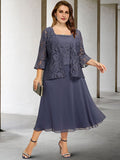 A-Linien-/Prinzessinnen-Kleid mit Spaghettiträgern und Teelänge für die Mutter der Braut 
