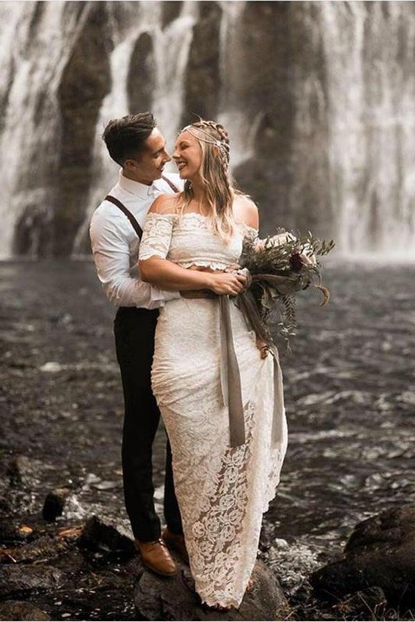 Two Pieces Lace Wedding Dresses Mermaid/Trumpet Bridal Gowns