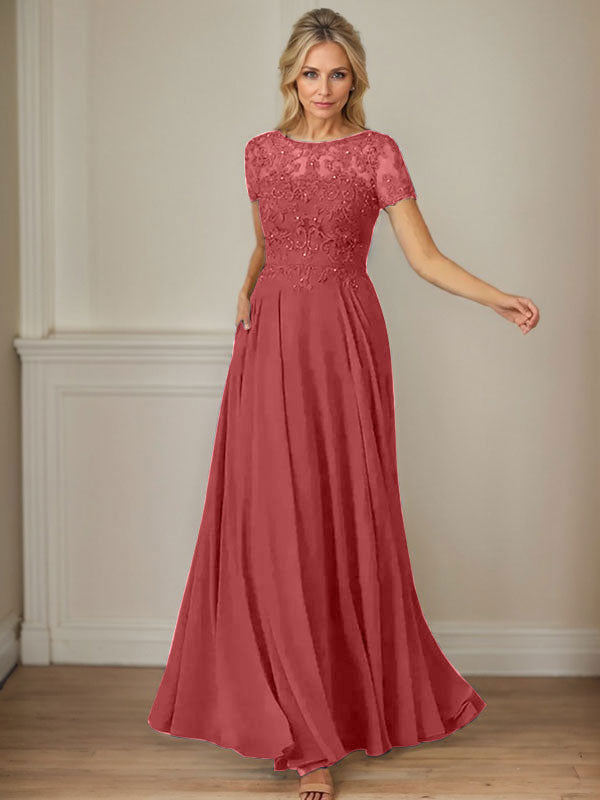 Dunkelblaues A-Linien-Pailletten-Chiffonkleid mit U-Boot-Ausschnitt 