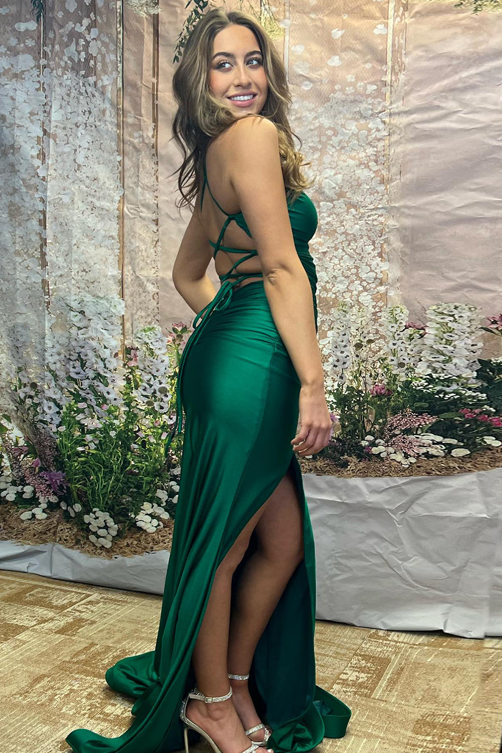 Mermaid Spaghetti Straps Jersey Prom Dress with Slit
