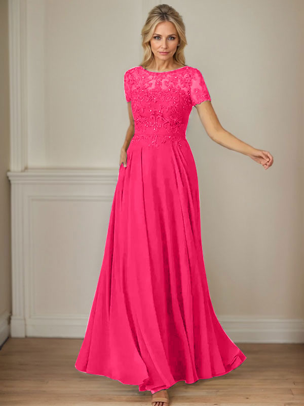 Dunkelblaues A-Linien-Pailletten-Chiffonkleid mit U-Boot-Ausschnitt 