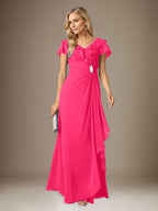 Vestido de gasa fruncido con escote en V y corte A de Stormy 