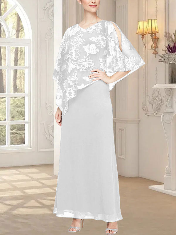 Langes Glitzer-Mesh-Kleid mit neuartigem asymmetrischem Überwurf-Oberteil 