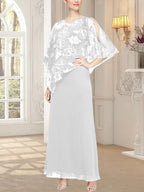 Langes Glitzer-Mesh-Kleid mit neuartigem asymmetrischem Überwurf-Oberteil 