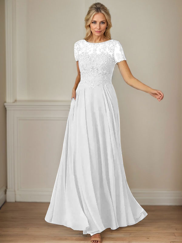 Dunkelblaues A-Linien-Pailletten-Chiffonkleid mit U-Boot-Ausschnitt 