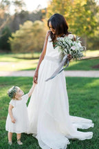 Chiffon A-line V-neck Beaded Wedding Dresses, Wedding Gowns