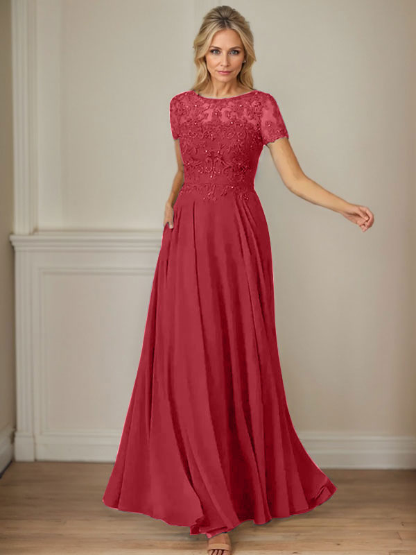 Dunkelblaues A-Linien-Pailletten-Chiffonkleid mit U-Boot-Ausschnitt 