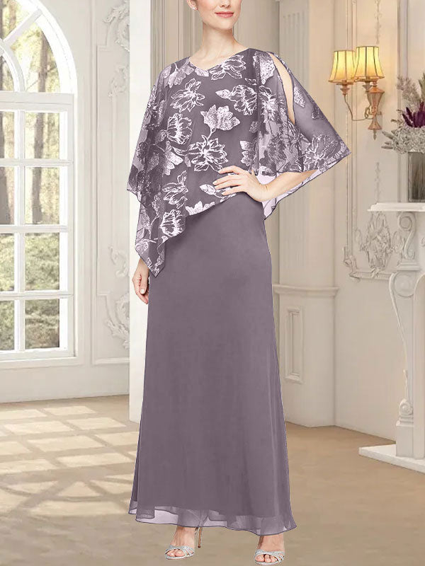 Langes Glitzer-Mesh-Kleid mit neuartigem asymmetrischem Überwurf-Oberteil 