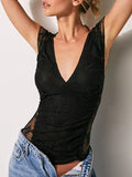 Floral Lace Sheer Mesh Crop Top