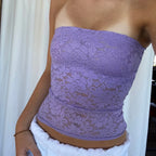 Sheer Floral Tube Crop Top