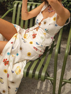Lace-Up Floral Patch Crop Top