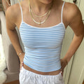 Solid Striped Slim Crop Top