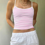 Solid Striped Slim Crop Top
