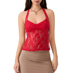 Lace Halter Tie-Up Crop Top