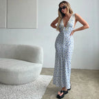 Y2K Lace Trim Long Vacation Dress