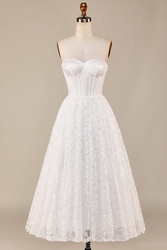 A-Line Lace Corset Wedding Dress