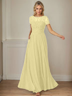Dunkelblaues A-Linien-Pailletten-Chiffonkleid mit U-Boot-Ausschnitt 