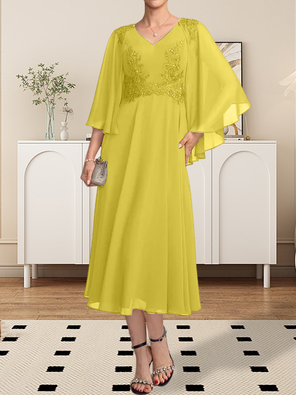 Vestido de gasa con encaje y escote en V, largo hasta la rodilla, para madre de la novia, con lentejuelas y abalorios